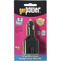 Getpower USB to DC Car Adapter, 12 V Output, 62 A Charge, Black GP-DC4USB-BLK